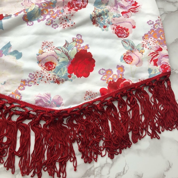 FREE PEOPLE silky floral fringe mini skirt - Picture 5 of 8